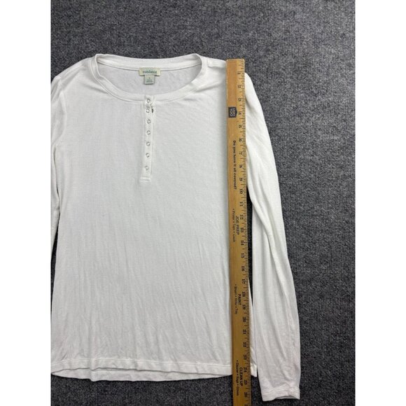Sundance Shirt Women's Small White Long Sleeve 1/4 Snap Thermal Modal - Picture 3 of 6